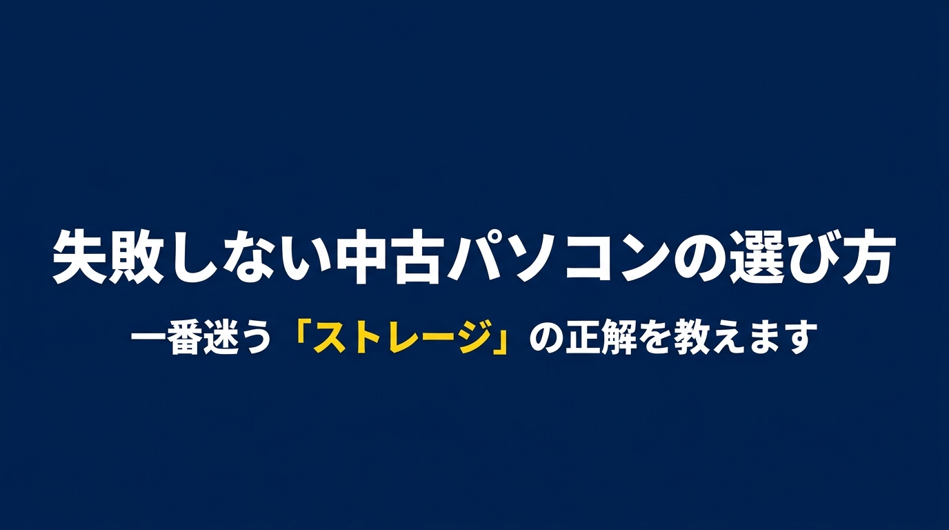 失敗しない中古パソコン選びで一番迷うストレージの正解を伝える表紙